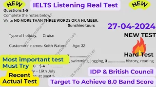 IELTS Listening Practice with Recent Actual IELTS Exam with Answers [Real Exam 89] 27th April 2024