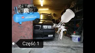 LAKIEROWANIE SAMOCHODU W GARAŻU !!! #1 "CZARNA PERŁA" - BMW E36 GoPro POV Devilbiss FLG5