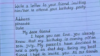 Letter writing in English| write a letter to your friend inviting Birthday party| Invitation letter