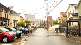 【4K】Heavy Rain Walk in Modern Japanese Neighborhood (Nagoya) - Relaxing Rain Sounds For Sleep #ASMR