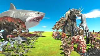 Epic Battle - Dinosaurs + Aquatics VS Fantasy + Infernals |  Revolt Battle Simulator