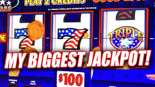 MY BIGGEST JACKPOT ON TRIPLE STARS HIGH LIMIT ➜ $200 BET HANDPAY!