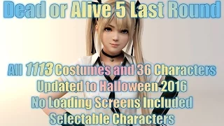 Dead or Alive 5: All 1113 Costumes and 36 Characters (Halloween 2016) No Loading Screens