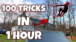 100 SKATEPARK SCOOTER TRICKS IN 1 HOUR CHALLENGE!