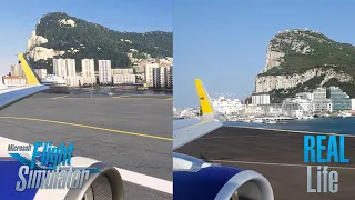 Microsoft Flight Simulator 2020 vs Real Life at Gibraltar Landing | Wingview Side by Side 21:9 UHD