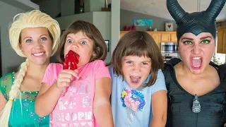 FROZEN ELSA saves Real Life Twins who got a magic GIANT Gummy Bear Sucker from Maleficent!