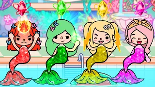 Fire, Ice, Golden and Water Mermaid | Toca Life Story | Toca Boca