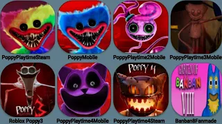 Poppy Playtime Mobile, Poppy 2+3+4 Mobile, Poppy 4 Steam, Poppy 3 Roblox , Garten Of Banban 8 Demo