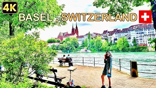 Basel, Switzerland - A Swiss Gem on the Rhine - Walking tour 4K