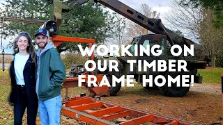 Milling MASSIVE Oak posts on the woodmizer LT15 Wide!