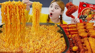 ASMR 백종원 빽라면 교촌치킨 신메뉴 먹방🍜 Eat Spicy Ramyeon & Chicken Mukbang eating show | HIU 하이유