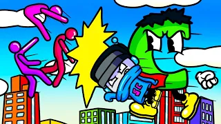 We Launch the Hulk and Superman at Dumb Ragdolls in Human Ragdoll Shooter!