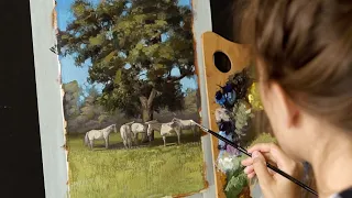 Масляная живопись для начинающих. Рисуем пейзаж  #5 Oil painting art tutorial