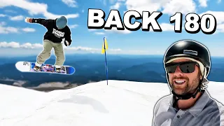 Teaching How To Back 180 on a Jump - Snowboard Tricks