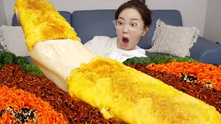 [Mukbang ASMR] Giant Rolled Cheese 🧀 Omelet made with 100 eggs Recipe Challenge Eatingshow Ssoyoung