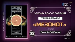 (09.07.) Урок 65 | Законы благословений | Глава 27/1 | «Мезонот» (1) | Рабби Лев Лэйб Лернер