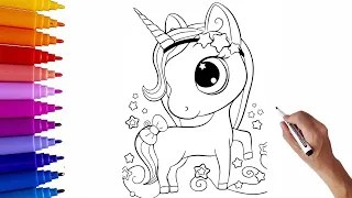 How to draw a cute unicorn step by step