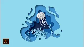 #43 Tutorial Illustrator | Cara Mudah Membuat Paper Cutout Jelly Fish di Adobe Illustrator 2020