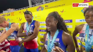 Bahamas 2024: Team USA react to winning gold in mixed 4x400m