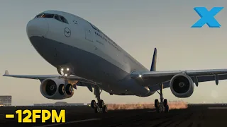 -12FPM LANDING | Airbus A330-300 Butter Landing | X-Plane Mobile