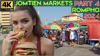 Jomtien Food Markets Part 4  Rompho Market Dinner and Breakfast time   2024 January Pattaya Thailand