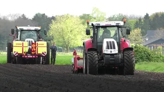 SPITTEN EN AARDAPPELS POTEN STEYR 6140 CVT FARMAX DRP 300 PERFECT STEYR 6185 CVT GRIMME GL 420