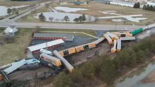 RAW: Drone footage shows train derailment in Springfield