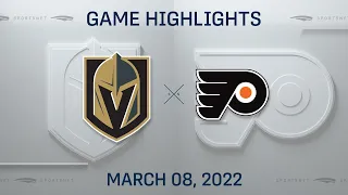 NHL Highlights | Golden Knights vs. Flyers - Mar. 8, 2022