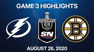 NHL Highlights | 2nd Round, Game 3: Lightning vs. Bruins – Aug. 26, 2020