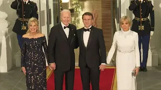 France's Emmanuel and Brigitte Macron arrive at White House for a gala dinner | AFP