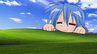 Konata sleeping on XP grass | Wallpaper Engine