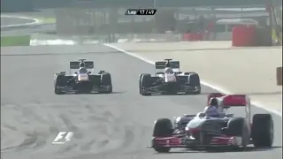 Mark Webber overtake on Sebastian Buemi Bahrain GP 2010
