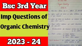 Important Questions of Organic Chemistry For Bsc 3rd Year, 2024