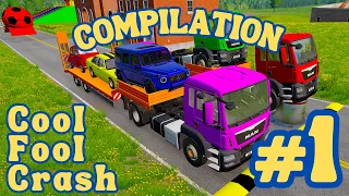 THE BEST RACES: Double Flatbed Truck vs Speedbumps Train vs Cars  | Compilation #1 [Beamng.Drive]