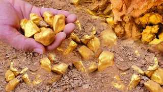 oh amazing day Digging for gold at Mountain worth Million Dollar from Huge Nuggets of gold Nuggets