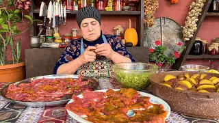 GRANDMA COOKING FRUIT BUNS! STUFFED BEEF | PARADISE VILLAGE | COUNTRY LIFESTYLE