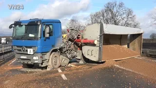 28.01.2020 - VN24 - dump truck lays down on the motorway - shutdown the A45