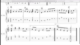 Learn Red Haired Boy: play along to the charts/tabs for 2 variations for flat picked guitar