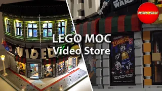 LEGO MOC - Video Store - Curved Modular Building with LED lights - February 2022