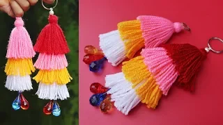 How to make woolen tassel bag charm very easily / Woolen key chain tutorial