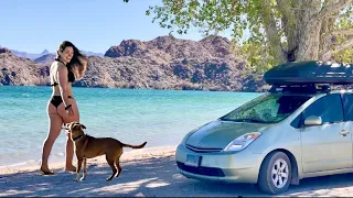 LIVING in a CAR: A Typical Day in the (Prius) Life. - Desert Oasis to SNOW!