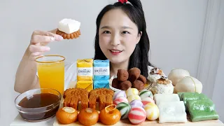 Korean traditional desserts + Rice cake Real sound MUKBANG🍡🤍Eating Show ASMR :D