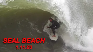 Surfing Southside Seal Beach California Perfect Spitting Barrels! 1/11/23