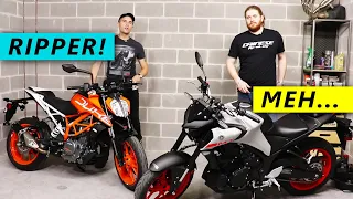 NEW Yamaha MT03 vs KTM Duke 390! Which is BEST?