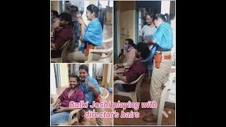 Gulki Joshi Offscreenmasti|Gulki is playing with director's hairs|#Gulkijoshi#Maddamsir#shorts