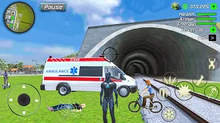 Black Hole Rope Hero Vice Vegas - Ambulance Truck at Train Station - Android Gameplay