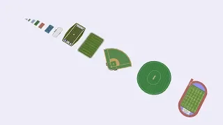 Size comparison of different sports arenas in 3D