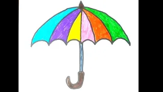 How to draw a Colourful Umbrella (☂️) step by step || Easy rules for Kids drawing ✍🏼 ||