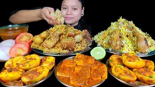 EATING CHICKEN BIRYANI, MASALA EGG FRY, PORK BELLY PULAO & MASALA PANEER  | ASMR MUKBANG