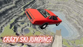 Crazy ski jumping! Beamng drive #47  @luckyonetwo